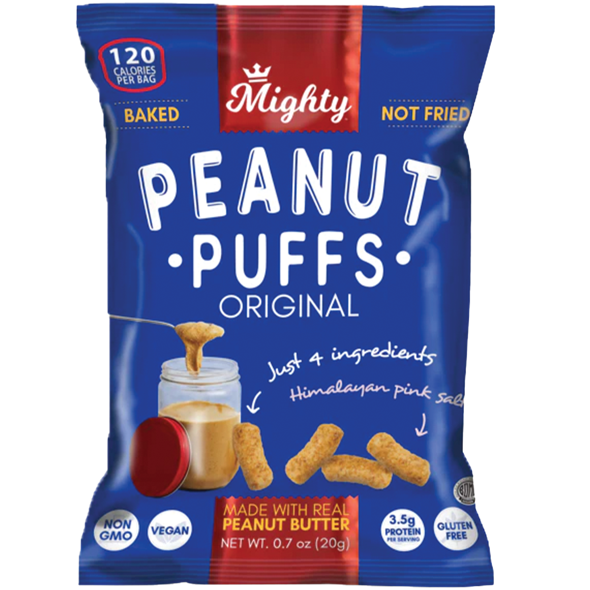 Peanut Butter Puffs Snack | Gluten Free & Vegan | 0.7 oz | Mighty