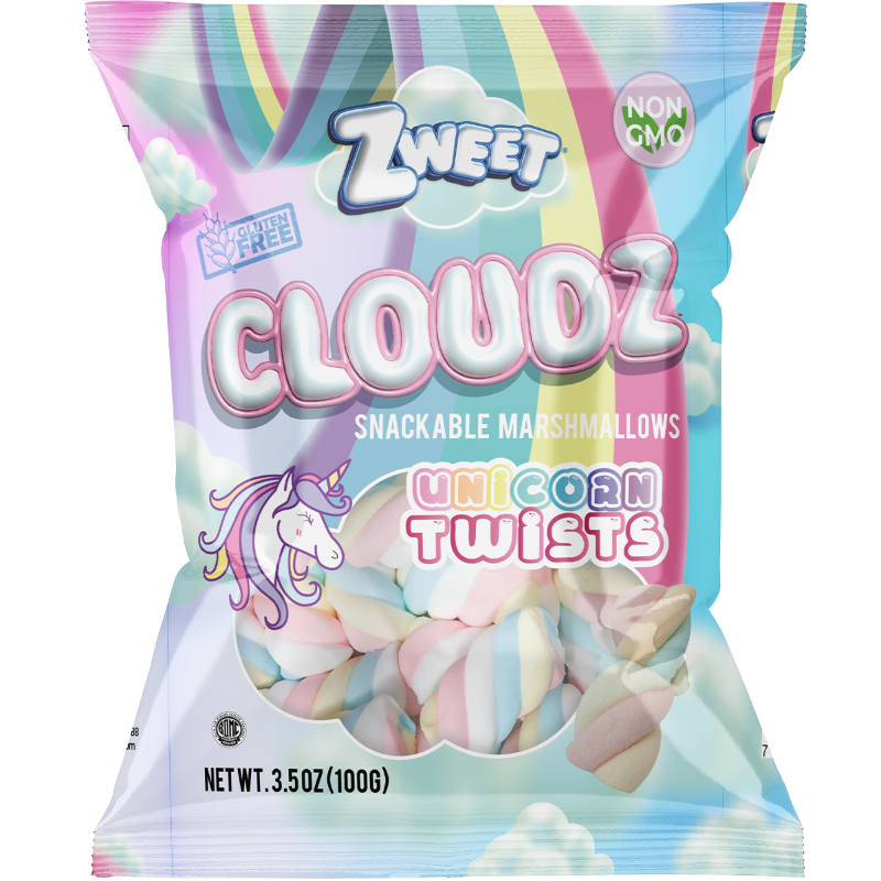 Cloudz Snackable Marshmallows Unicorn Twists | 3.5 oz | Zweet