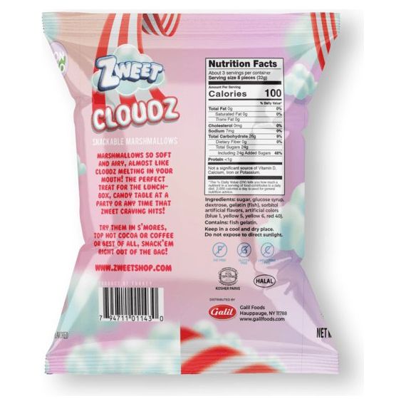 Cloudz Snackable Marshmallows Strawberry Hearts | 3.5 oz | Zweet - ShopGalil