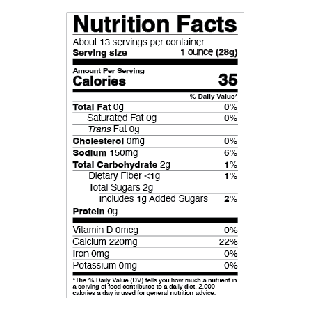 Dill Pickle Chip | 24 oz | Galil - ShopGalil - Nutrition Facts