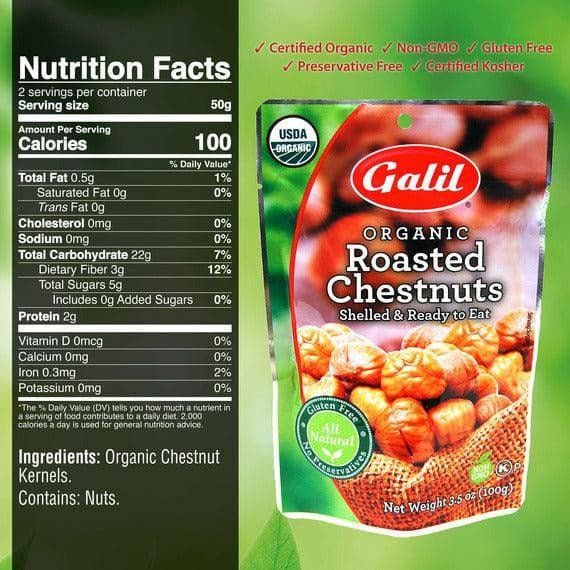 Organic Roasted Chestnuts | Peeled & Ready to Eat | 3.5 oz | Galil - ShopGalil