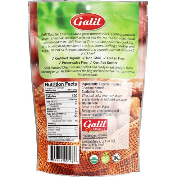 Organic Roasted Chestnuts | Peeled & Ready to Eat | 3.5 oz | Galil - ShopGalil